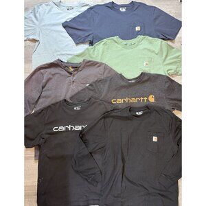 Carhartt Mens Lot of 7 Workwear Pocket T-Shirts 5 Tees 2 LS Loose Fit Large